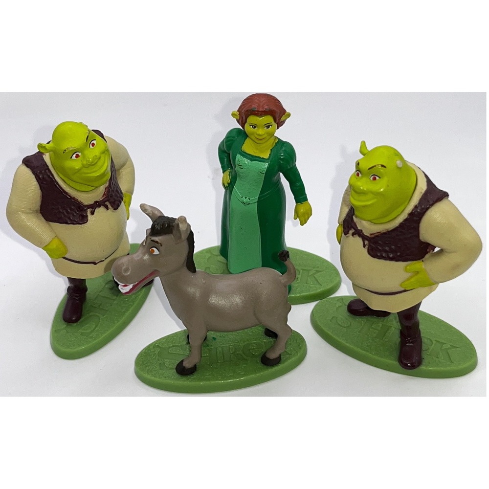 DreamWorks Shrek Figure Lot Fiona Donkey Mini Cake Toppers Collectible 3in 4pc